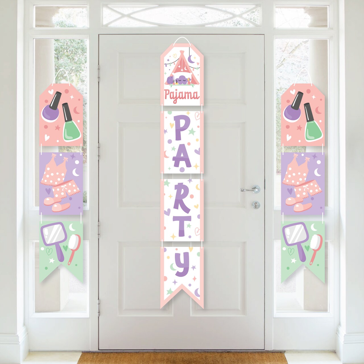 Big Dot of Happiness Pajama Slumber Party - Hanging Vertical Paper Door Banners - Girls Sleepover Birthday Party Wall Decoration Kit Indoor Door Decor
